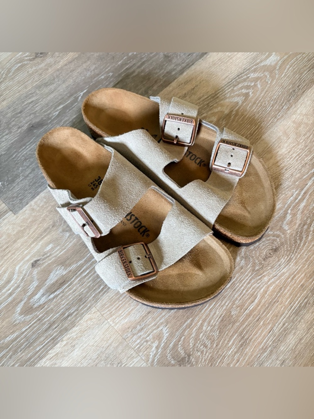Birkenstock Arizona Taupe Suede Sandals 38
